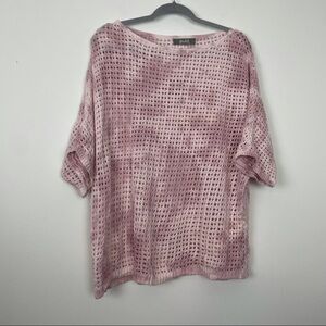 Marled Open Knit Pink Tie Dye Sweater Dolman Sleeve See Measurements